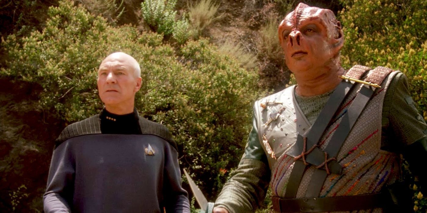 Jean Luc Picard and Dathon on Star Trek