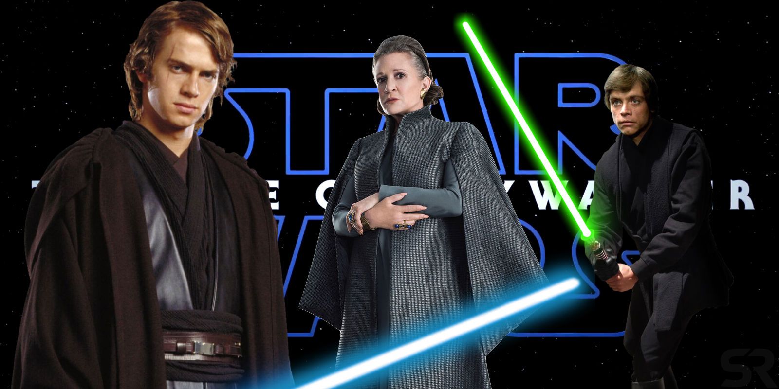 Star Wars 9 Rise of Skywalker Hayden Christensen as Anakin Skywalker, Carrie Fisher as Leia Organa and Mark Hamill as Luke Skywalker