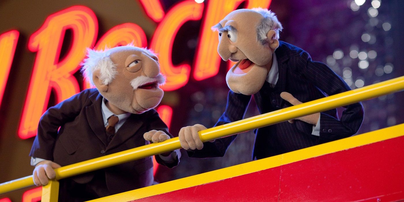 Statler and Waldorf arguing with each other in The Muppets