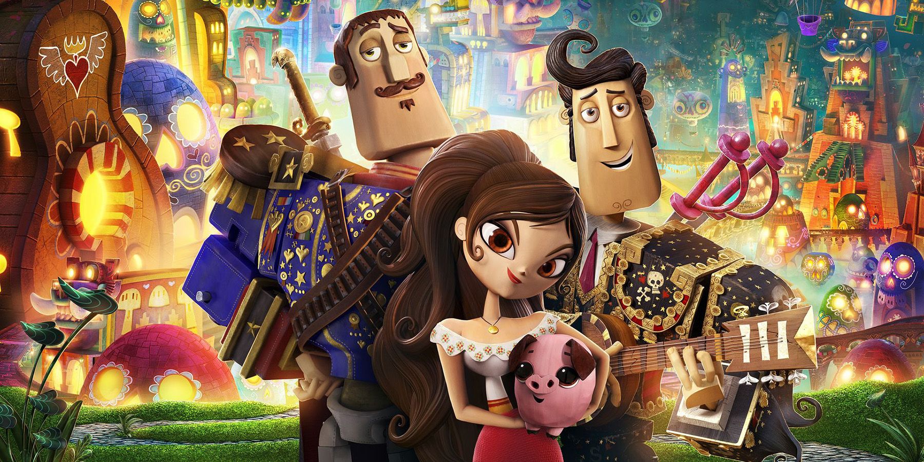 Promotional image for The Book Of Life, full of the films cast of characters