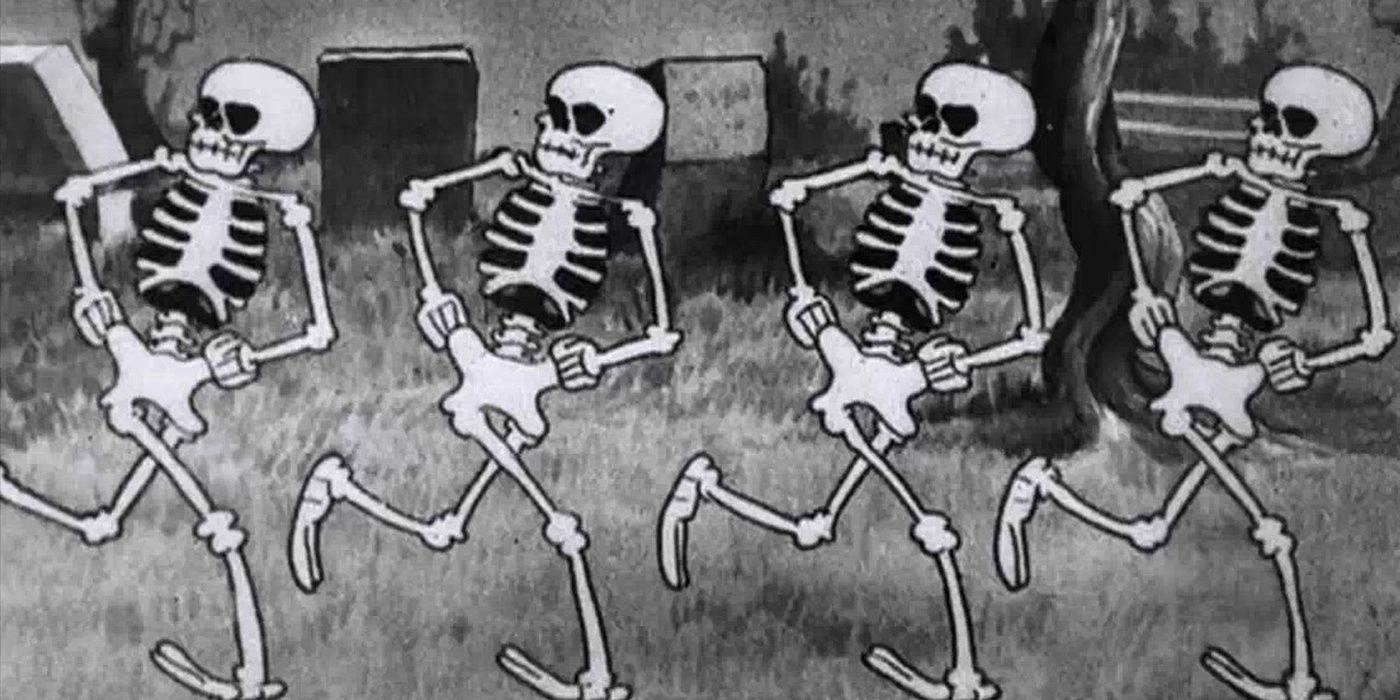 Skeletons dancing in the graveyard from a Silly Symphony