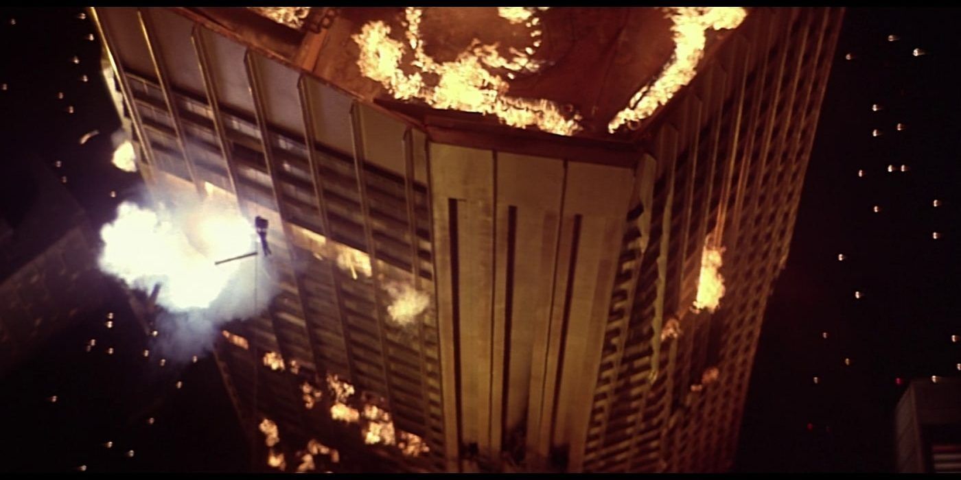 The tower ablaze in The Towering Inferno.