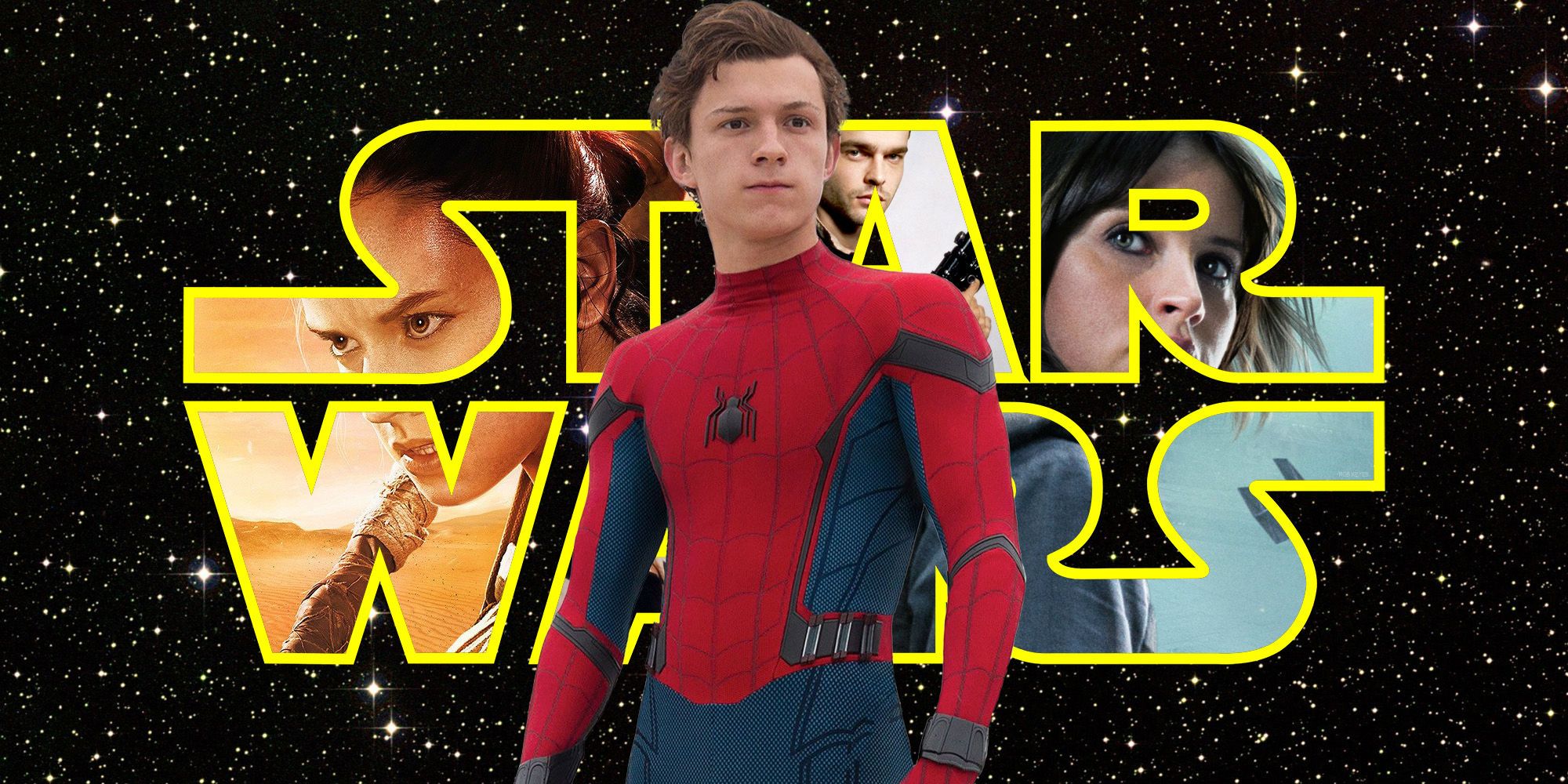 Tom Holland as Peter Parker Spider-Man Star Wars logo