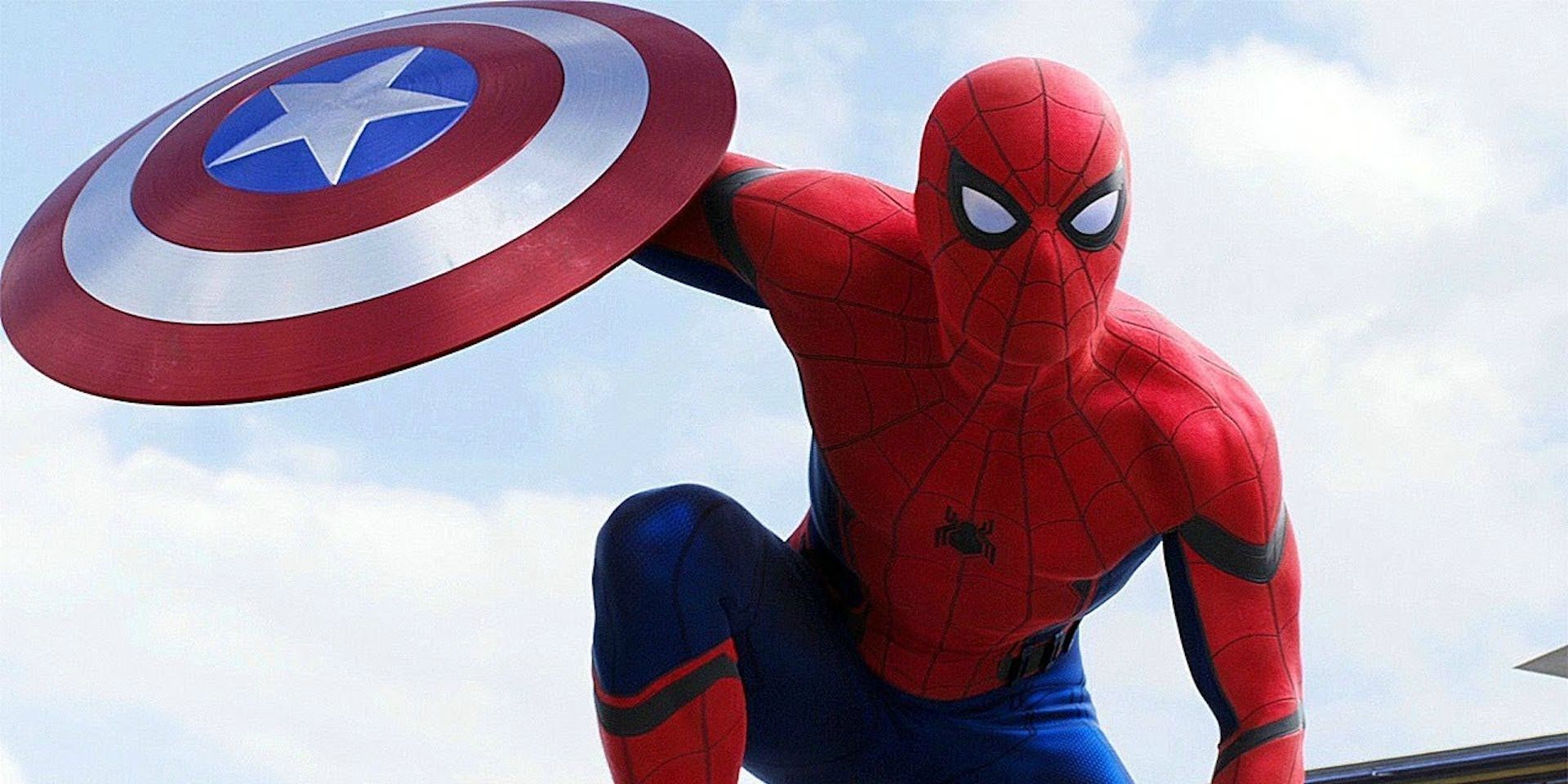 Tom Holland as Spider-Man with Shield in Captain America Civil War