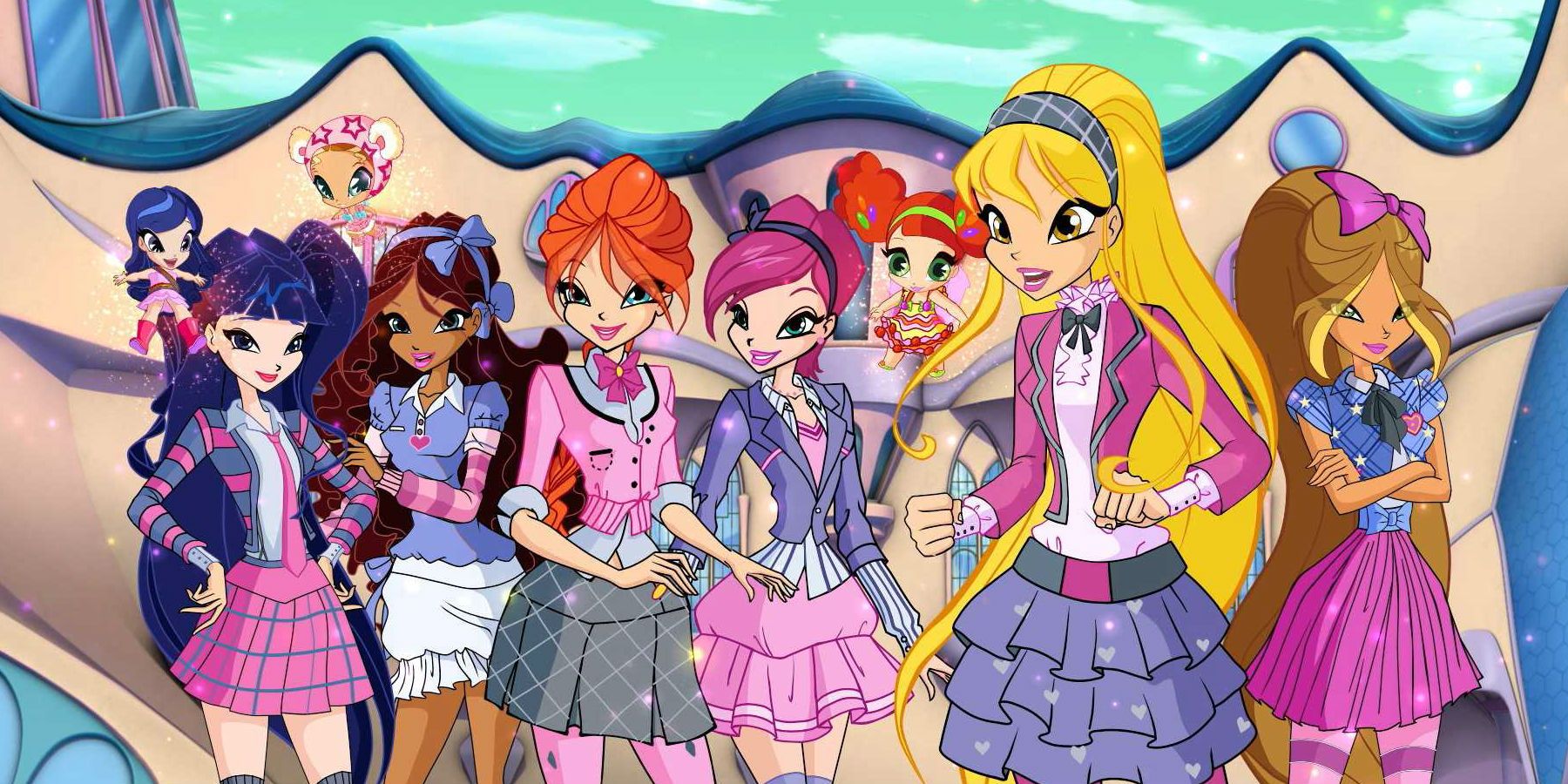 Young girls posing for a photo in Winx Club
