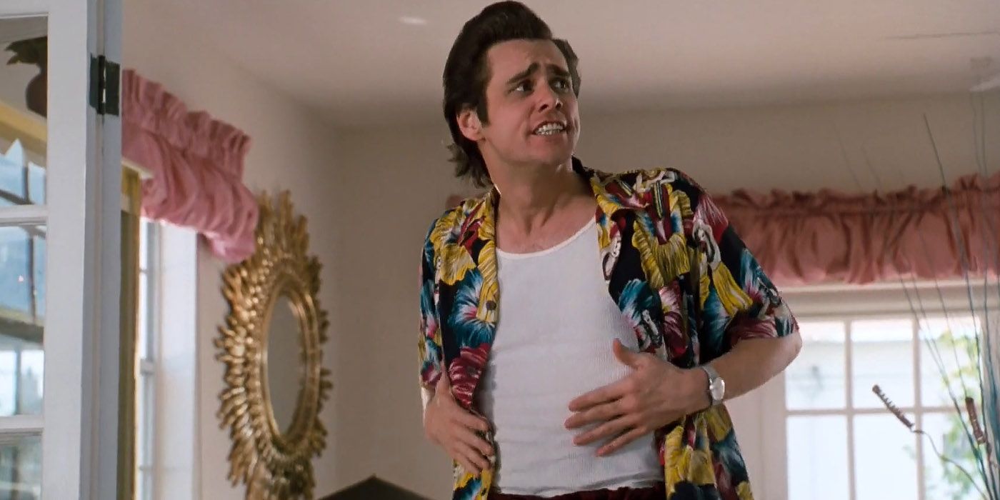 Jim Carrey looking concerned in Ace Ventura