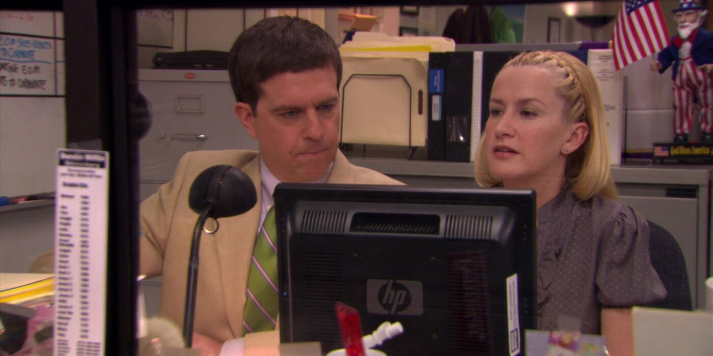 Andy and Angela at their desk on The Office