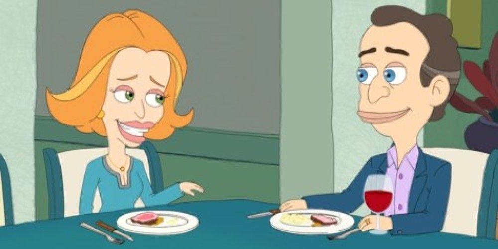 Elliot and Diane at the dinner table in Big Mouth.