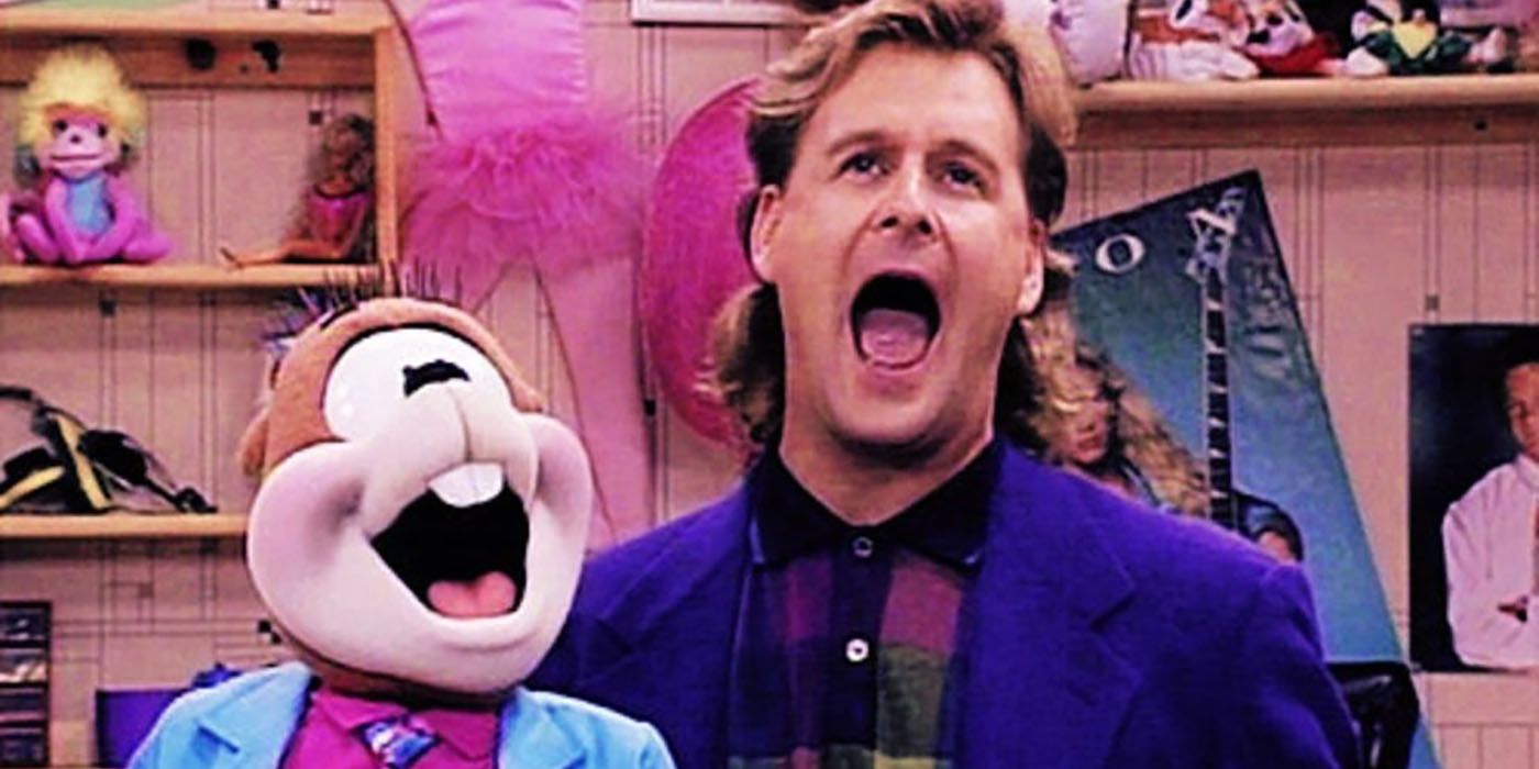 Joey and a puppet on Full House