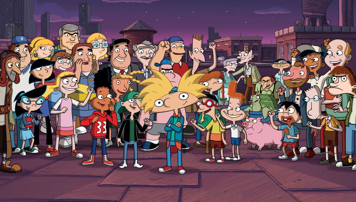Poster from Hey Arnold! The movie, with all the characters facing forward and smiling.
