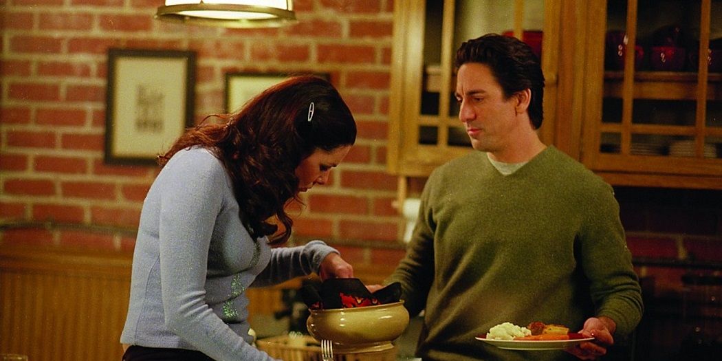 Lorelai and Max at his house on Gilmore Girls