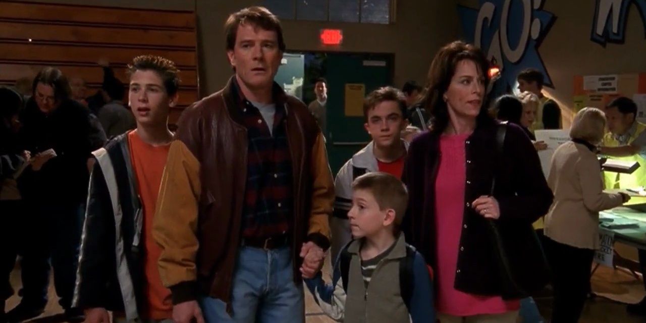 A família Wilkerson no meio de uma academia no episódio de evacuação de Malcolm in the Middle