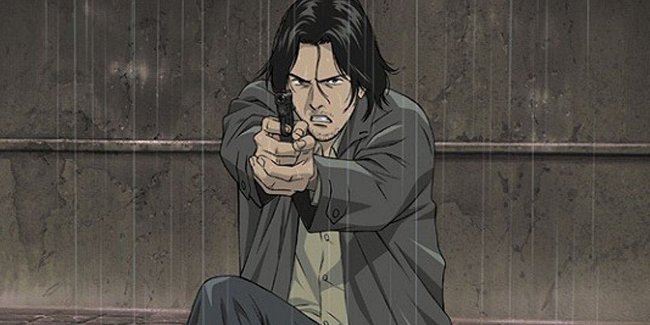 Dr Tenma Holding a Gun in the Anime Series Monster