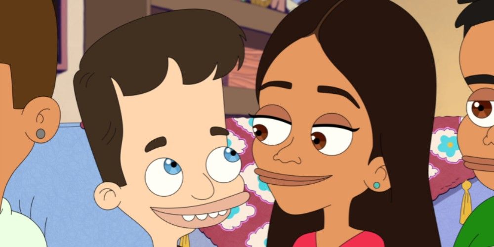 Nick and Gina smiling at each other in Big Mouth