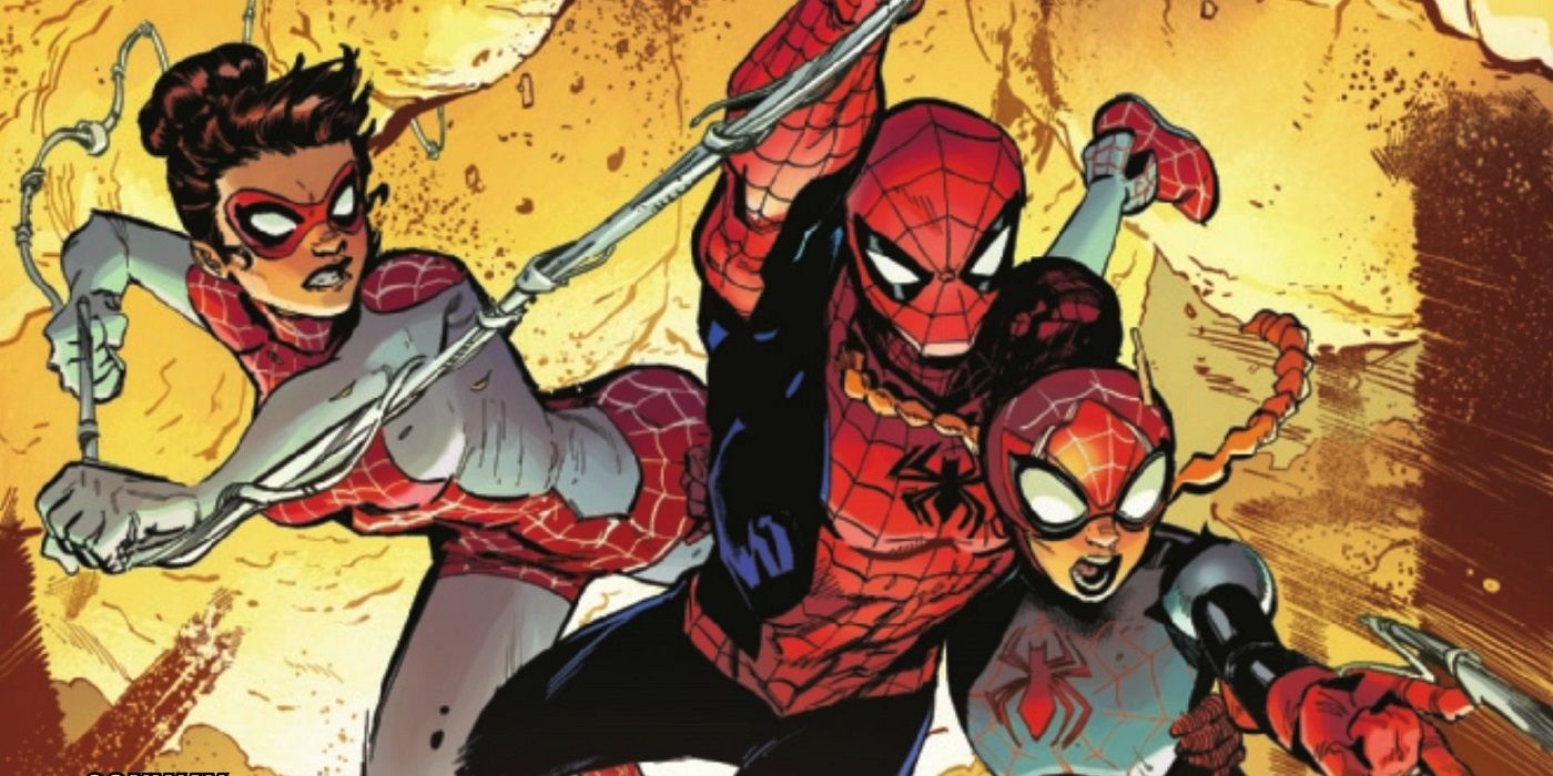 Spider-Man, Mary Jane, and their daughter swing into action in Marvel Comics.