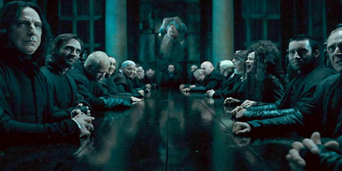Snape and the other Death Eaters with Voldemort