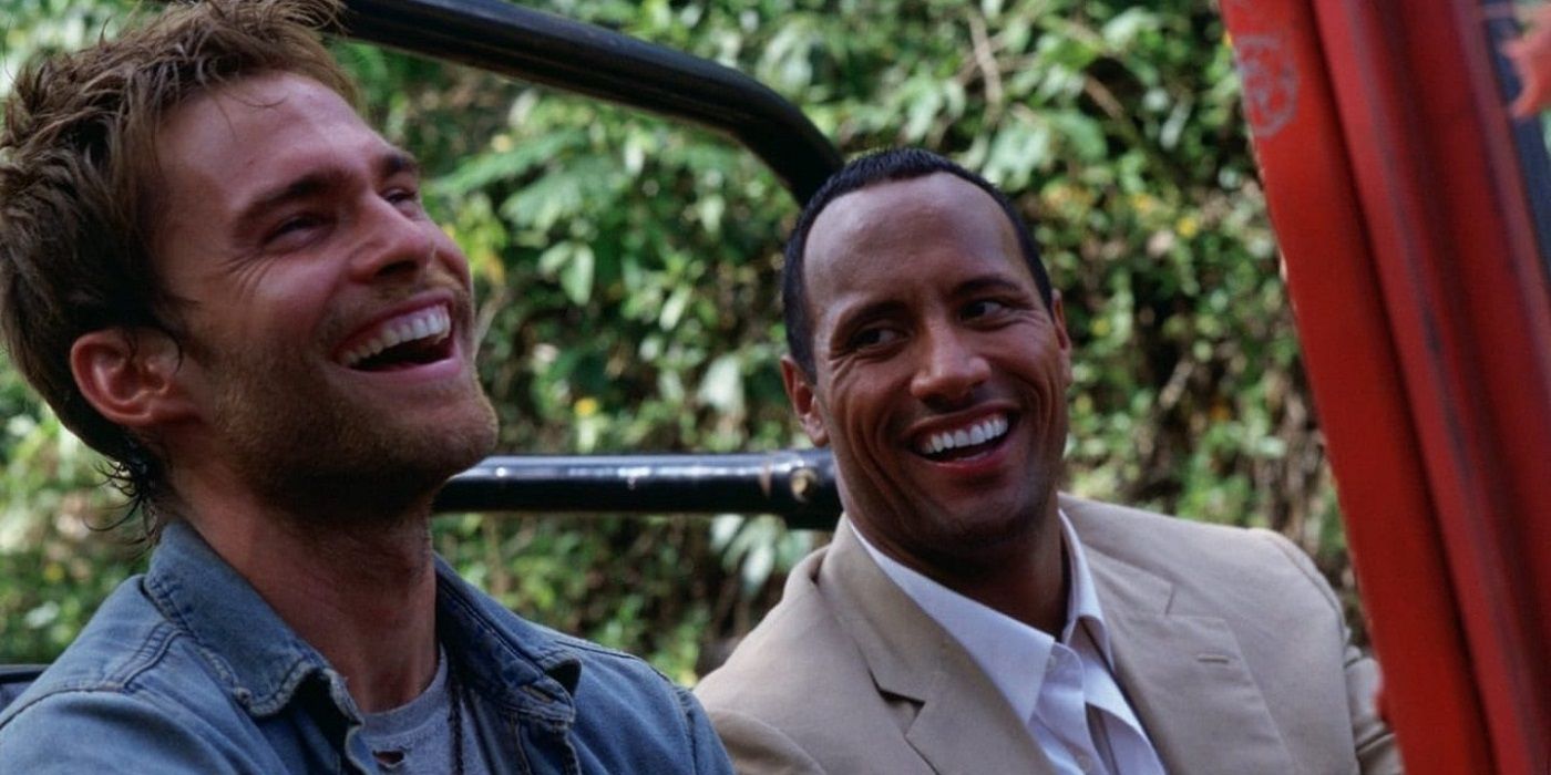 The Rock and Seann William Scott laughing in The Rundown
