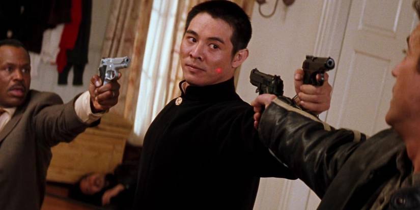 Jet Li having guns pointed at him in Lethal Weapon 4