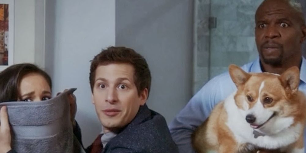Andy Samberg Melissa Fumero and Terry Crews in Brooklyn 99- For entry Kevin worries about Holt&rsquo;s colleagues