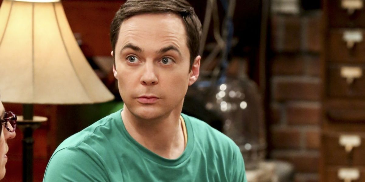 Sheldon raising his eyebrows in surprise in The Big Bang Theory