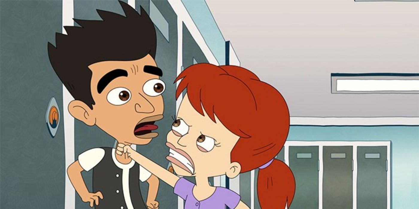 Jessi holds Jay against the lockers in Big Mouth