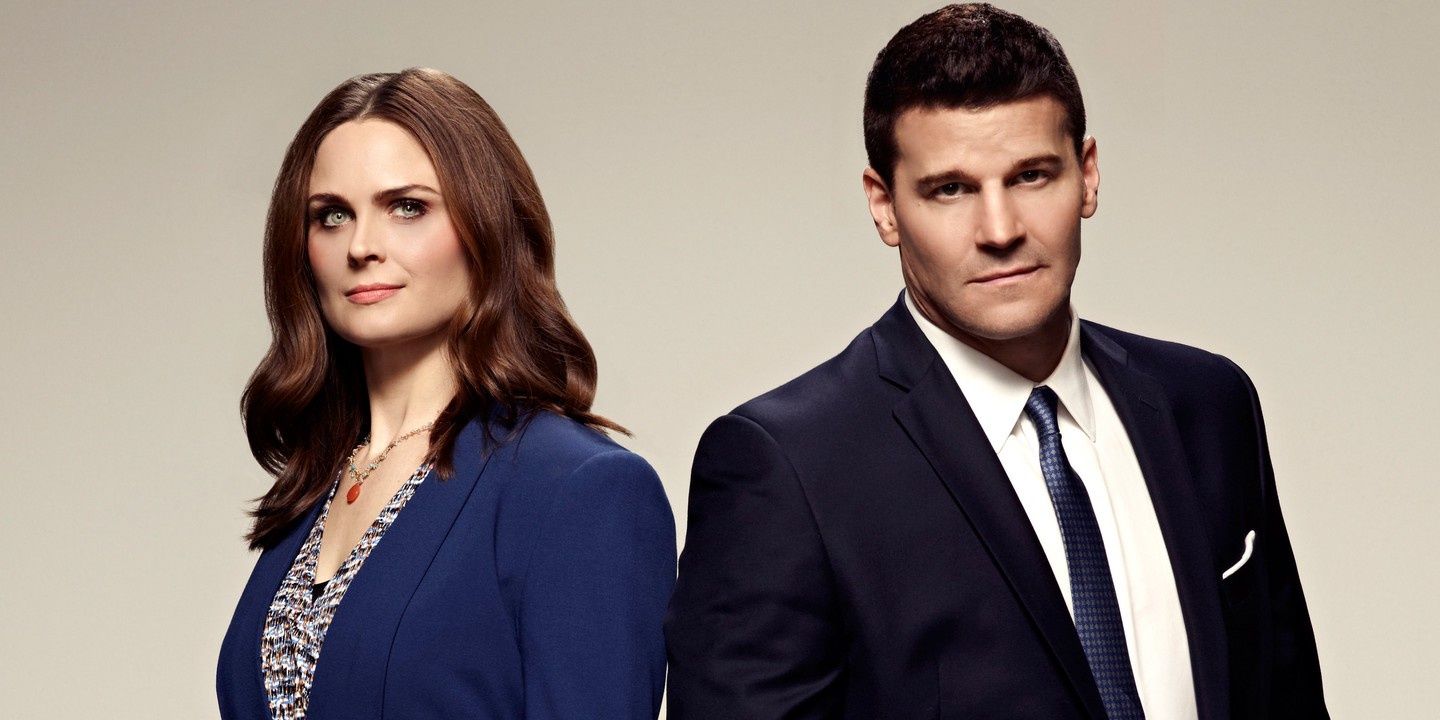 Booth and Brennan blue jacket Season 9 Bones Cropped
