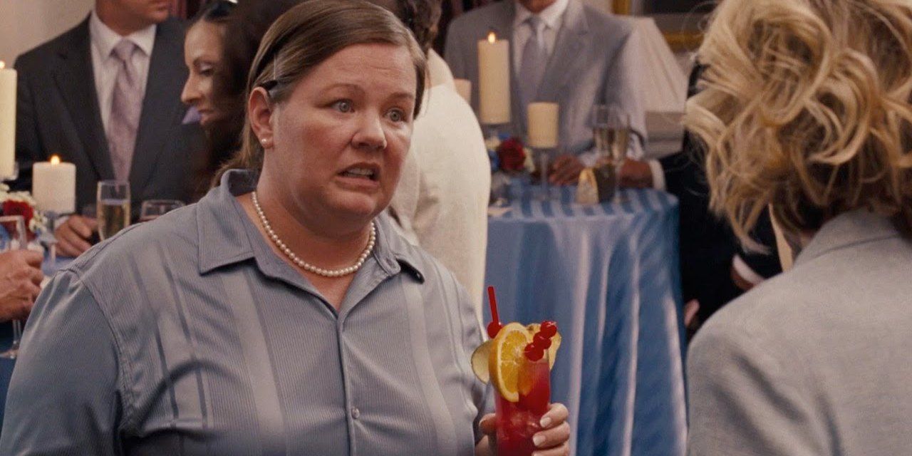 Melissa McCarthy with a drink in Bridesmaids