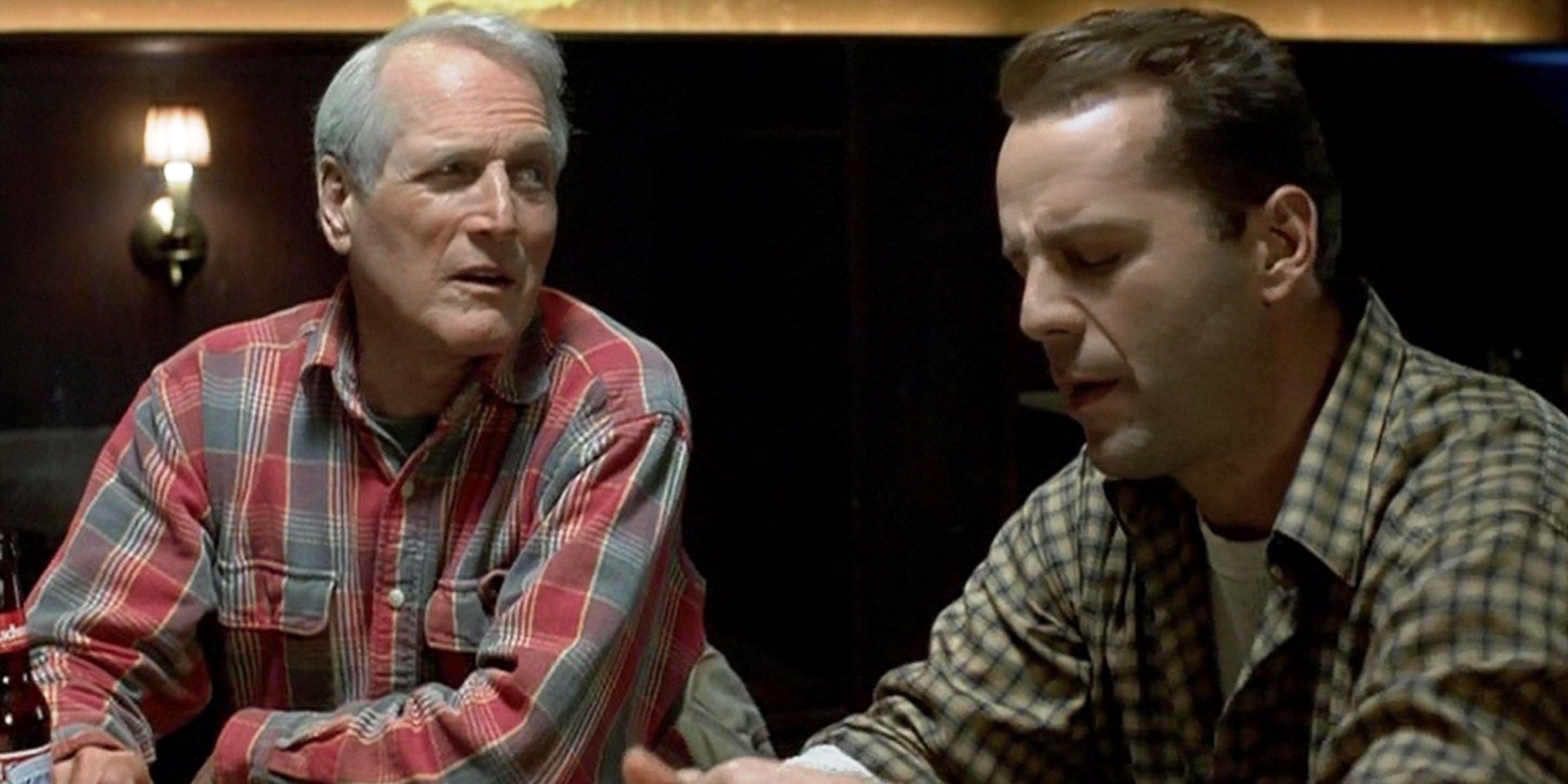 Paul Newman and Bruce Willis sitting at the bar in Nobody's Fool