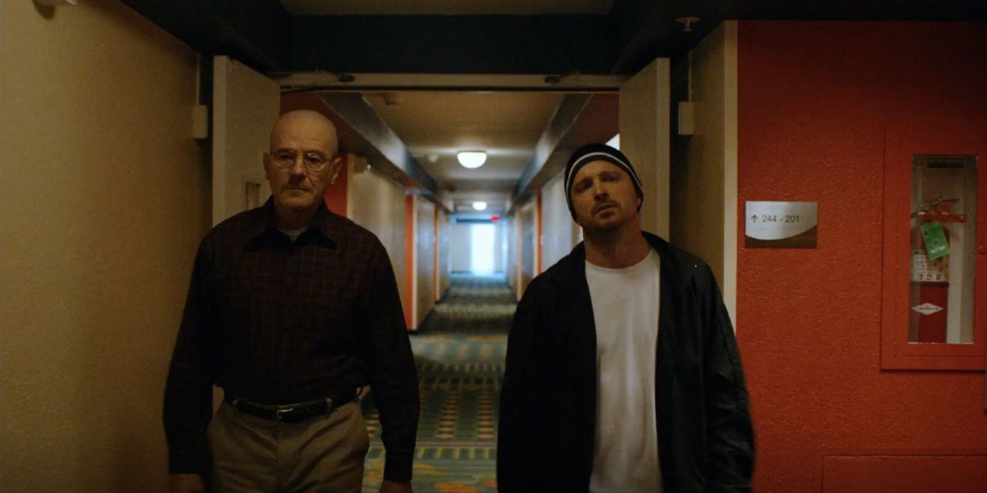Bryan Cranston as Walter White and Aaron Paul as Jesse Pinkman El Camino
