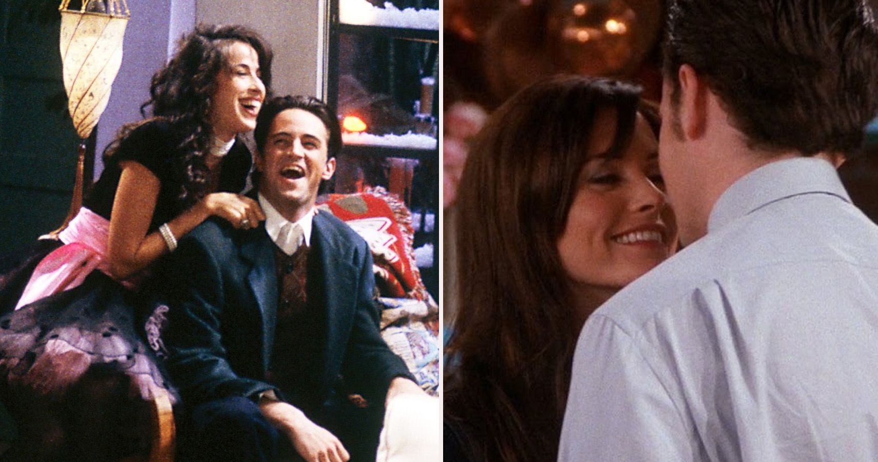 Split image of Chandler with Janice and Chandler with Monica