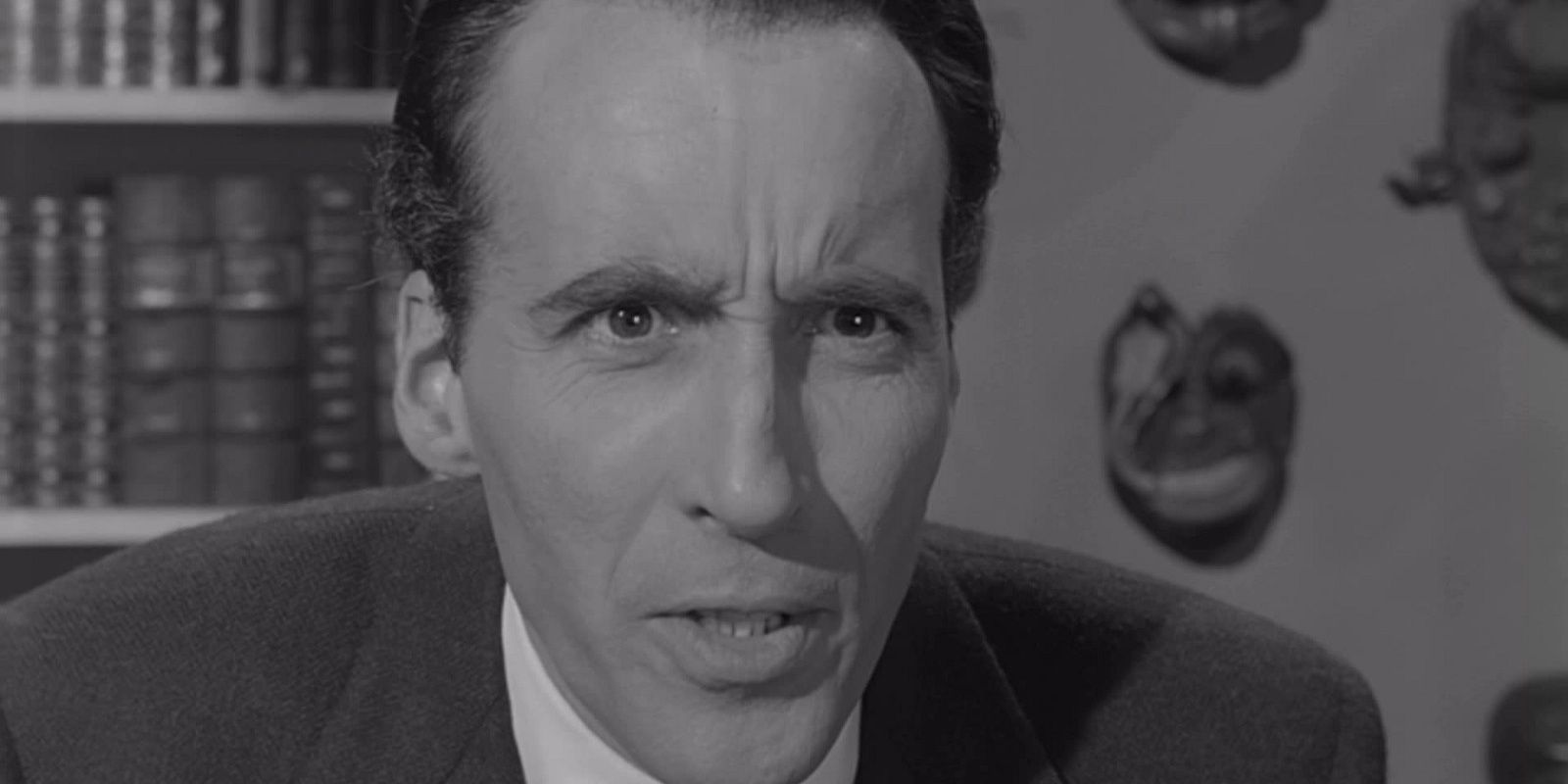 Christopher Lee snarling as Alan Driscoll The City Of The Dead (1960)