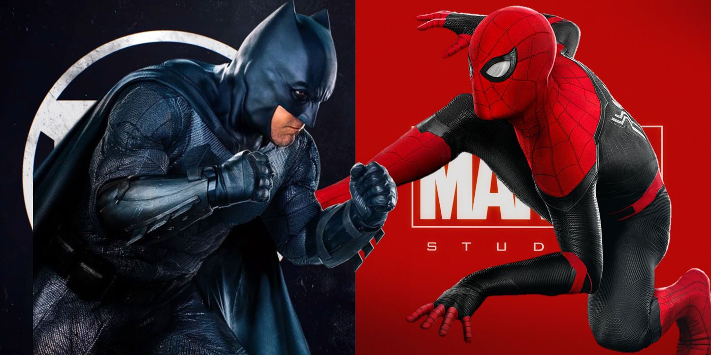 DC Ben Affleck as Batman and Marvel Spider-Man