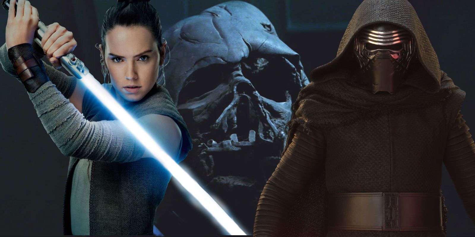 Darth Vader mask, Daisy Ridley as Rey and Kylo Ren in Star Wars
