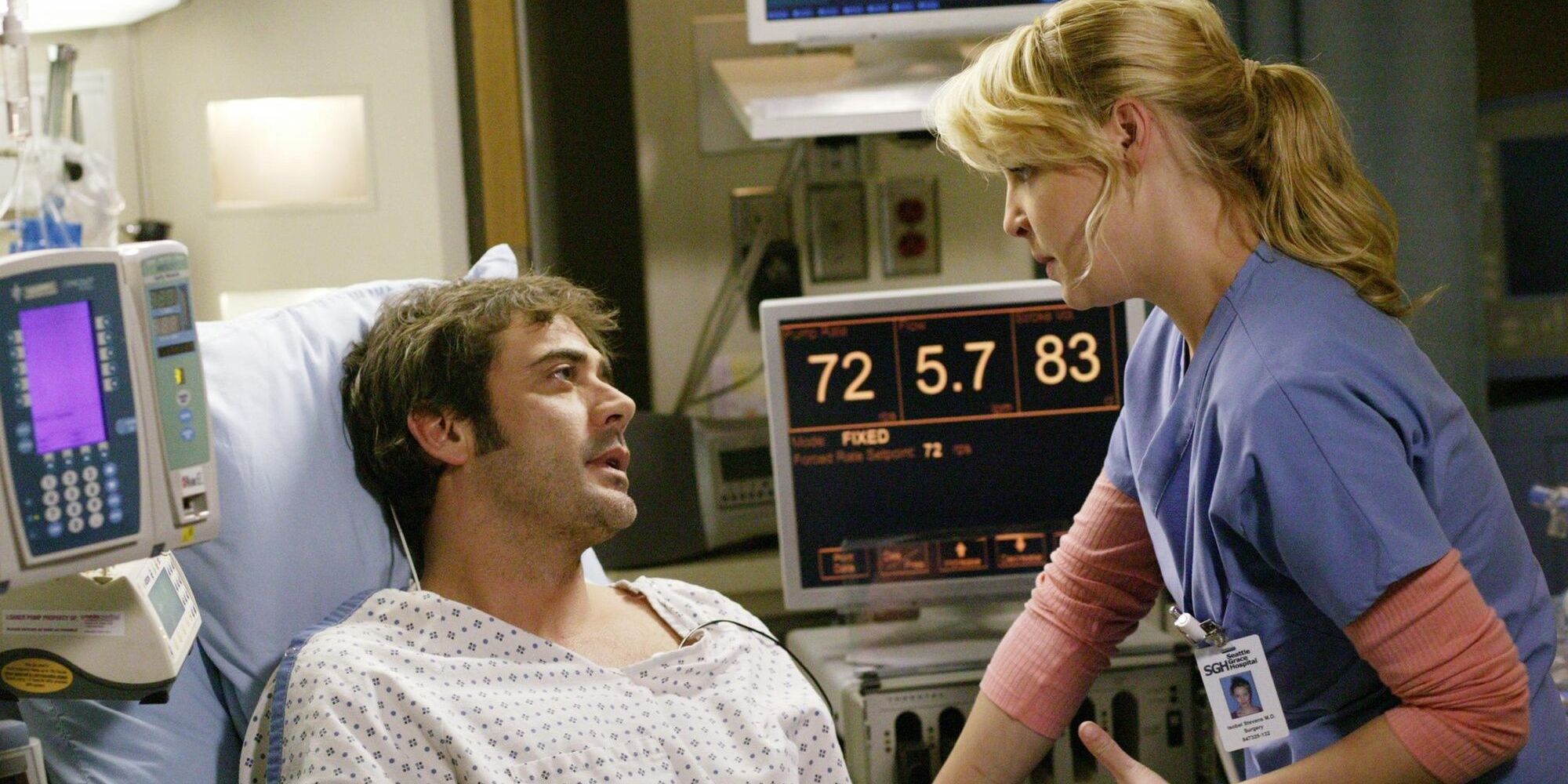 Denny and Izzie in the hospital on Grey's Anatomy