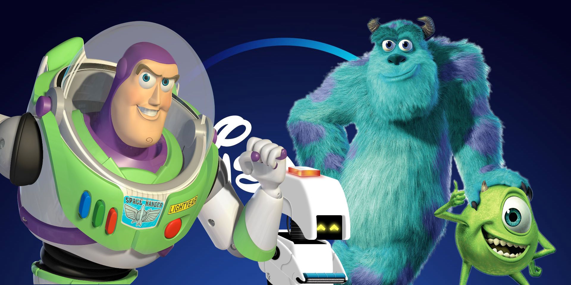 Disney Plus Buzz Toy Story, Mo from Wall-E, Sully and Mike from Monsters Inc