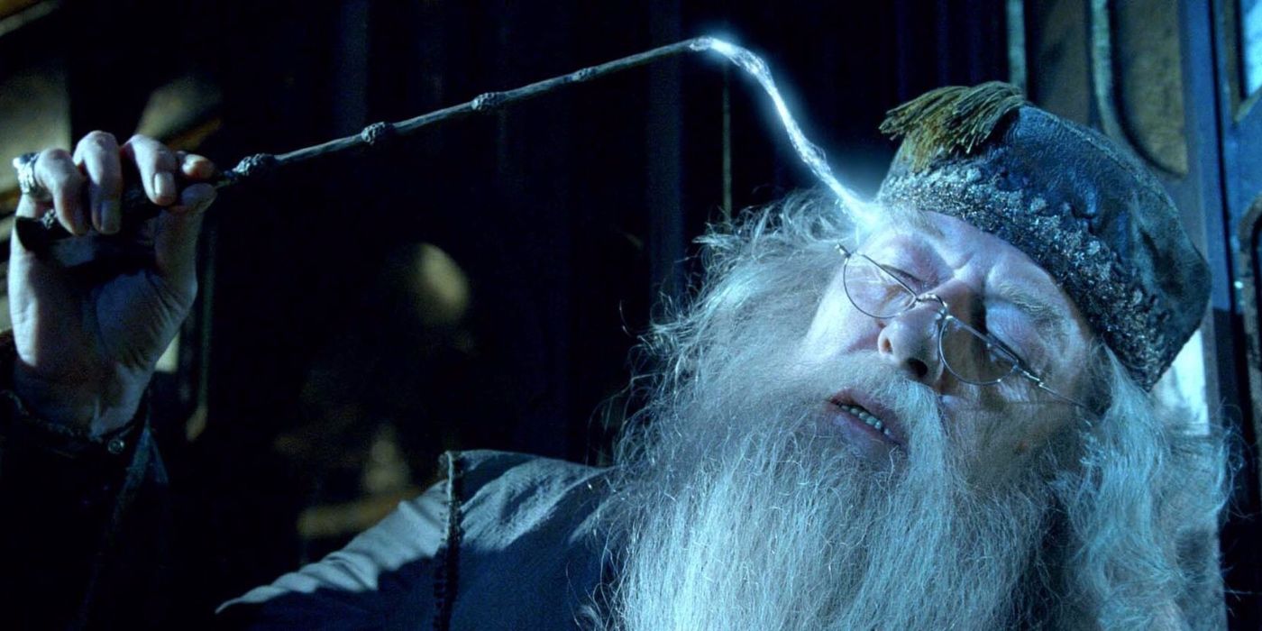 Dumbledore extracts memories to put in the Pensive in Harry Potter series