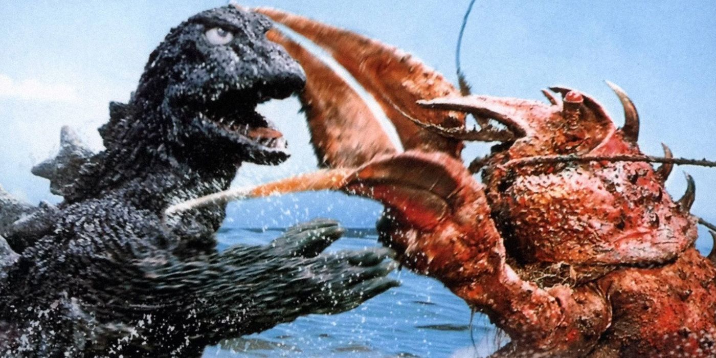 O monstro marinho Ebirah luta contra Godzilla