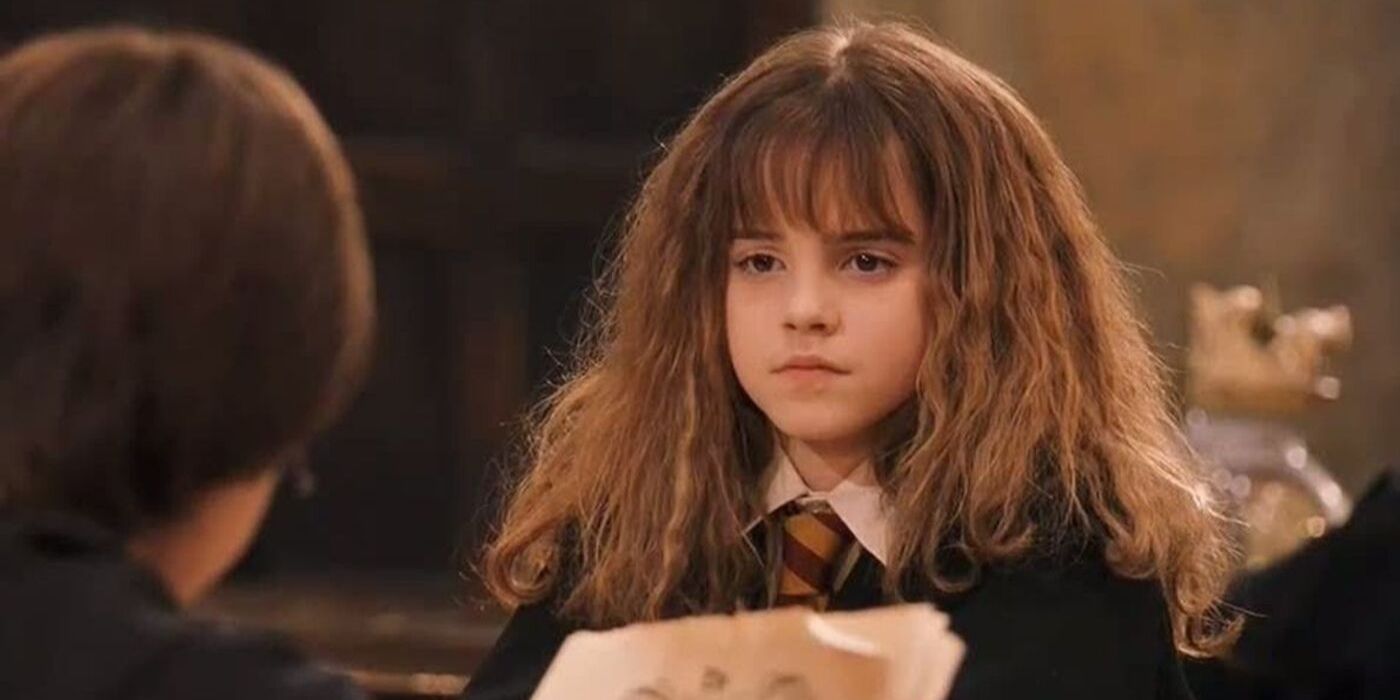 Hermione looking suspicious in Sorcerer's Stone