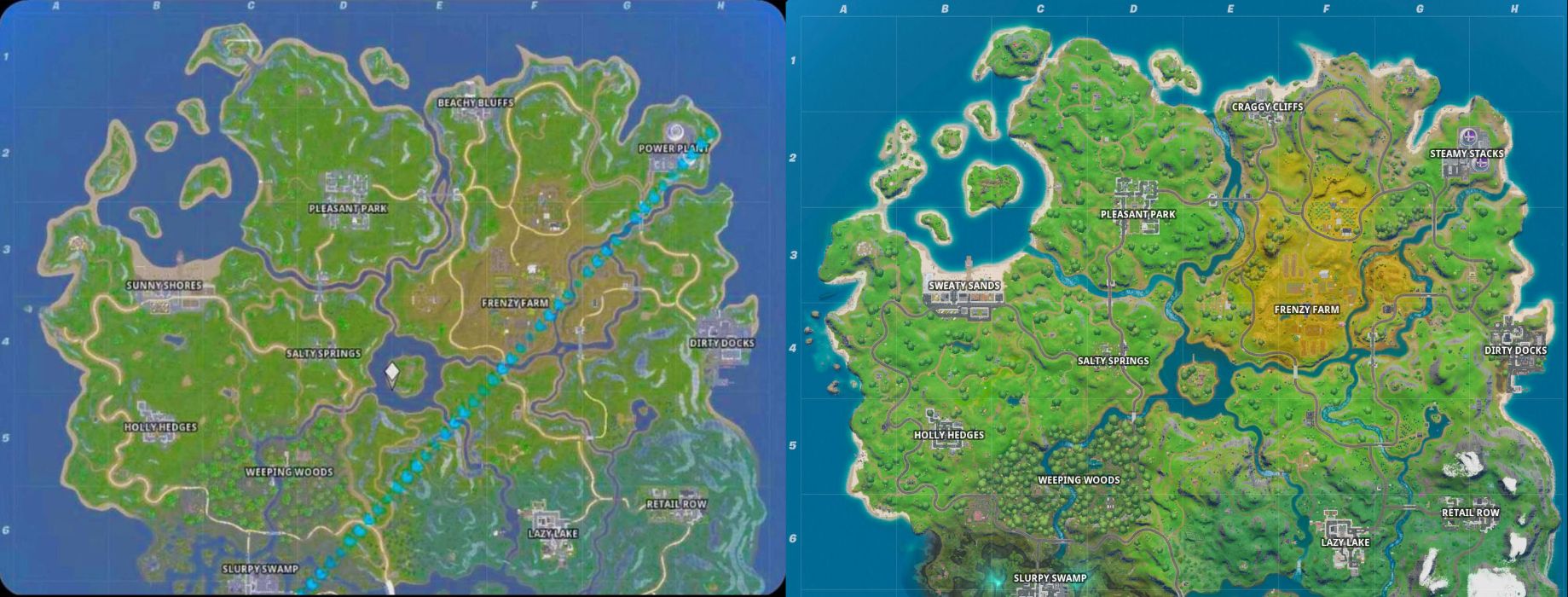 Fortnite Chapter 2 Map Comparison