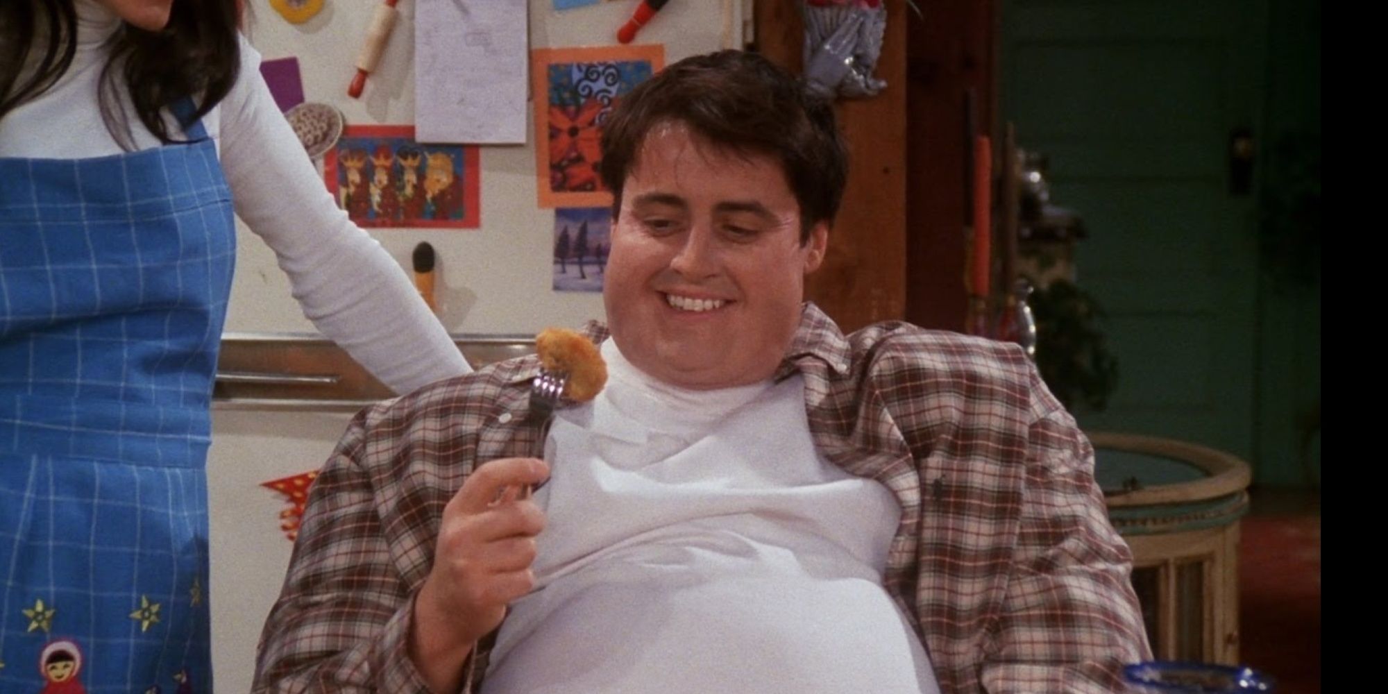 Joey eating fried food in Friends
