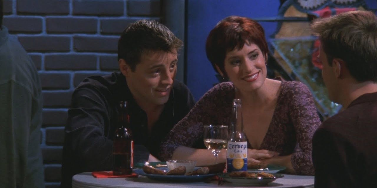 Kathy and Joey talking to Chandler in Friends