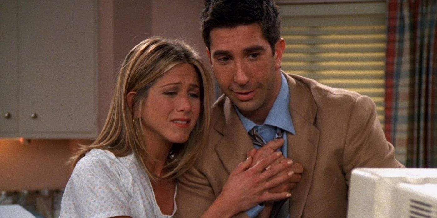 Ross and Rachel look at an ultrasound in Friends