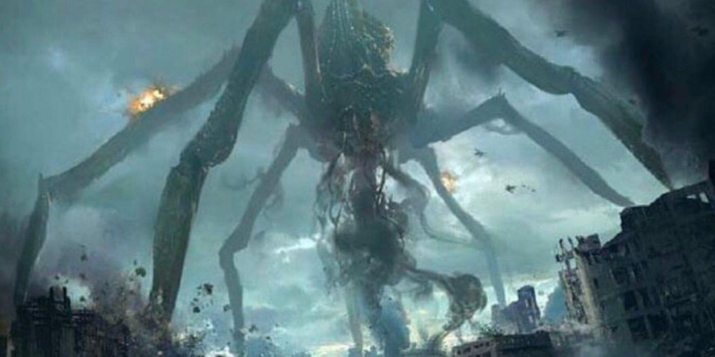 Scylla stands over a destroyed city in Godzilla King of the Monsters