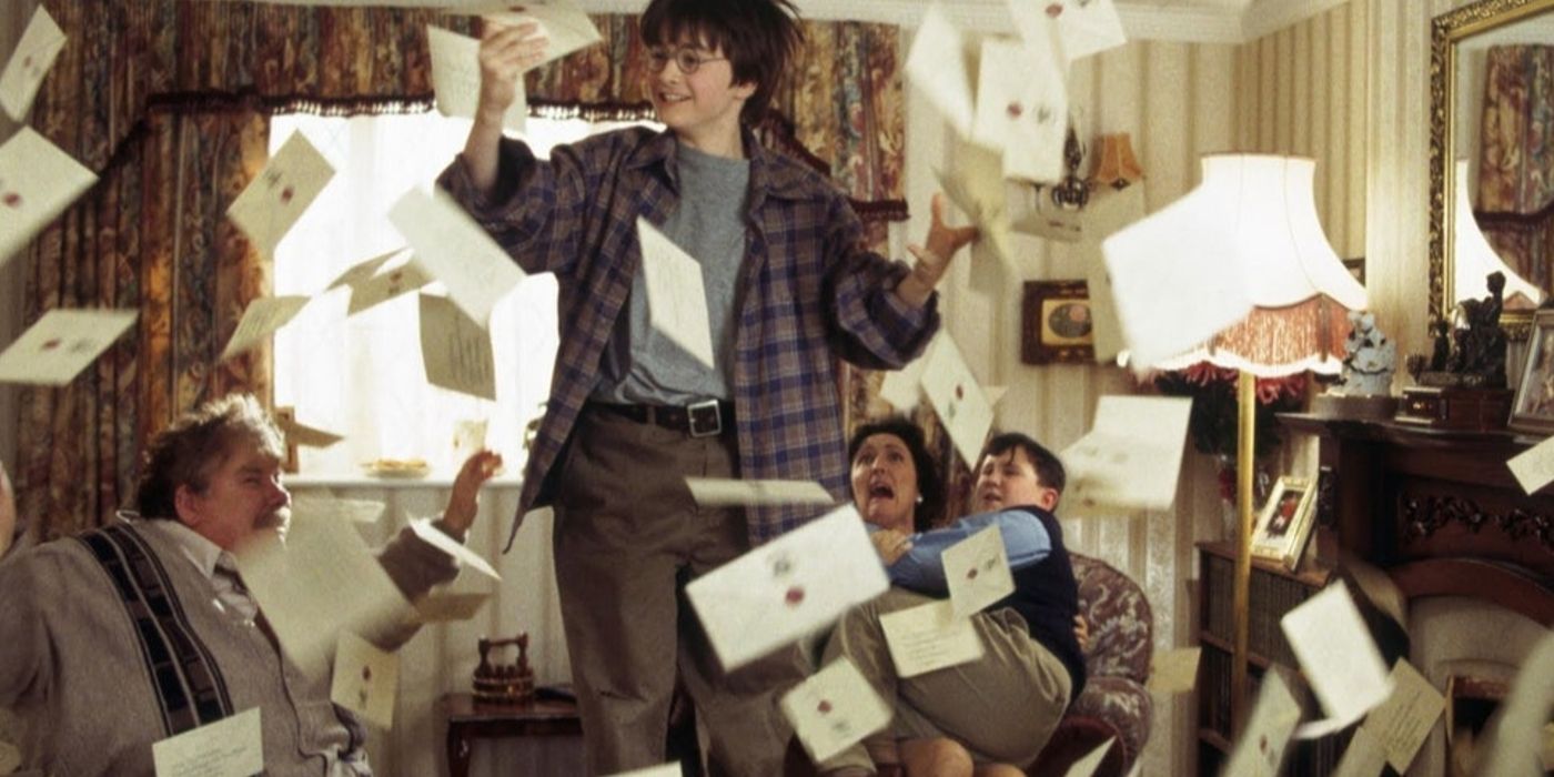 Owls deliver hudreds of letters to Harry at Privet Drive in Harry Potter &amp; The Philosophers Stone