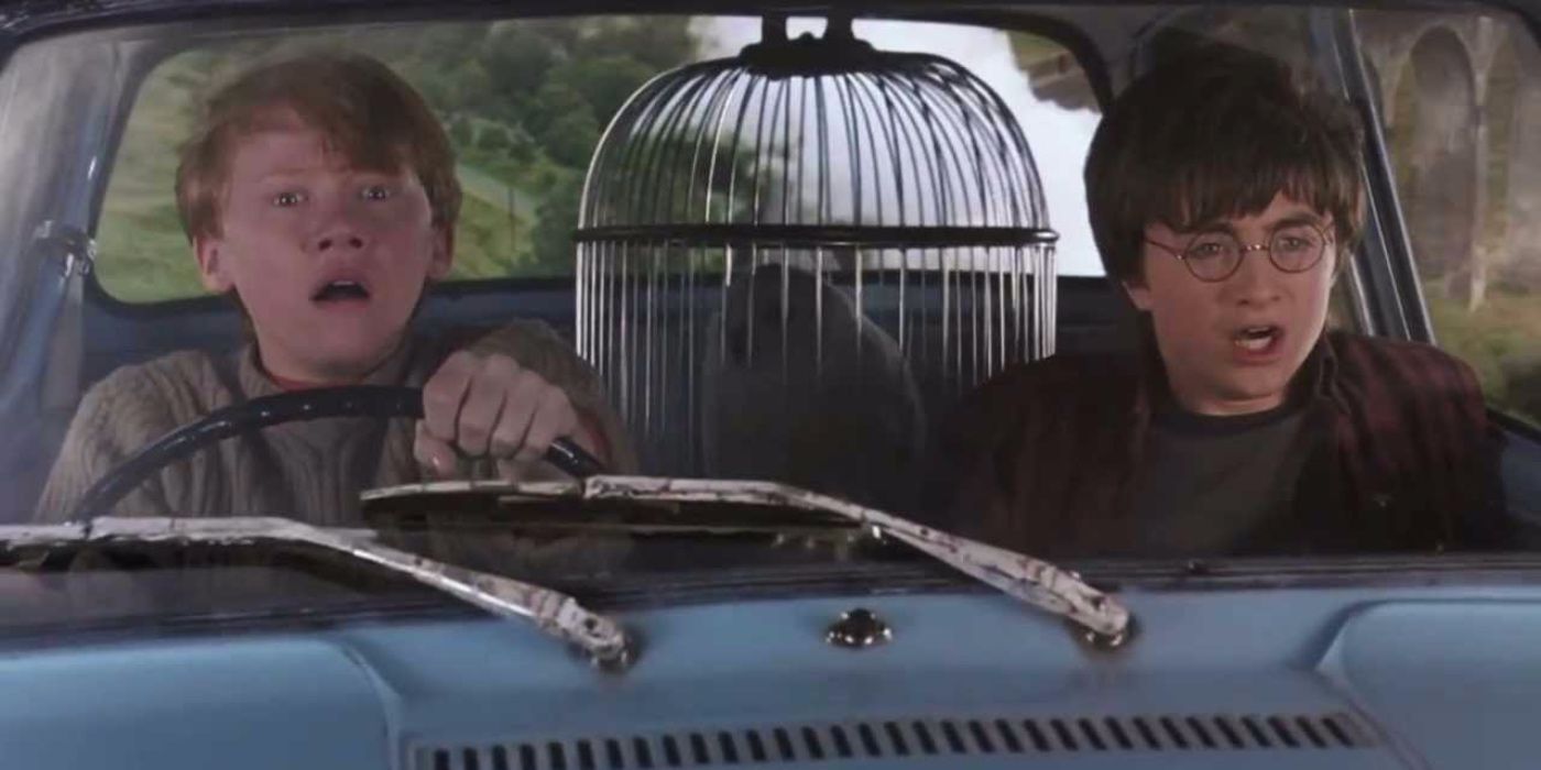 Harry and Ron flying car