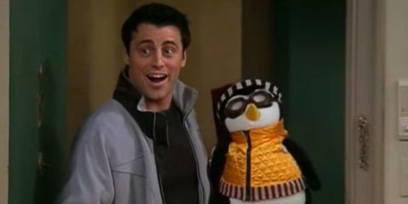 Joey leaves the apartment with Huggsy in Friends