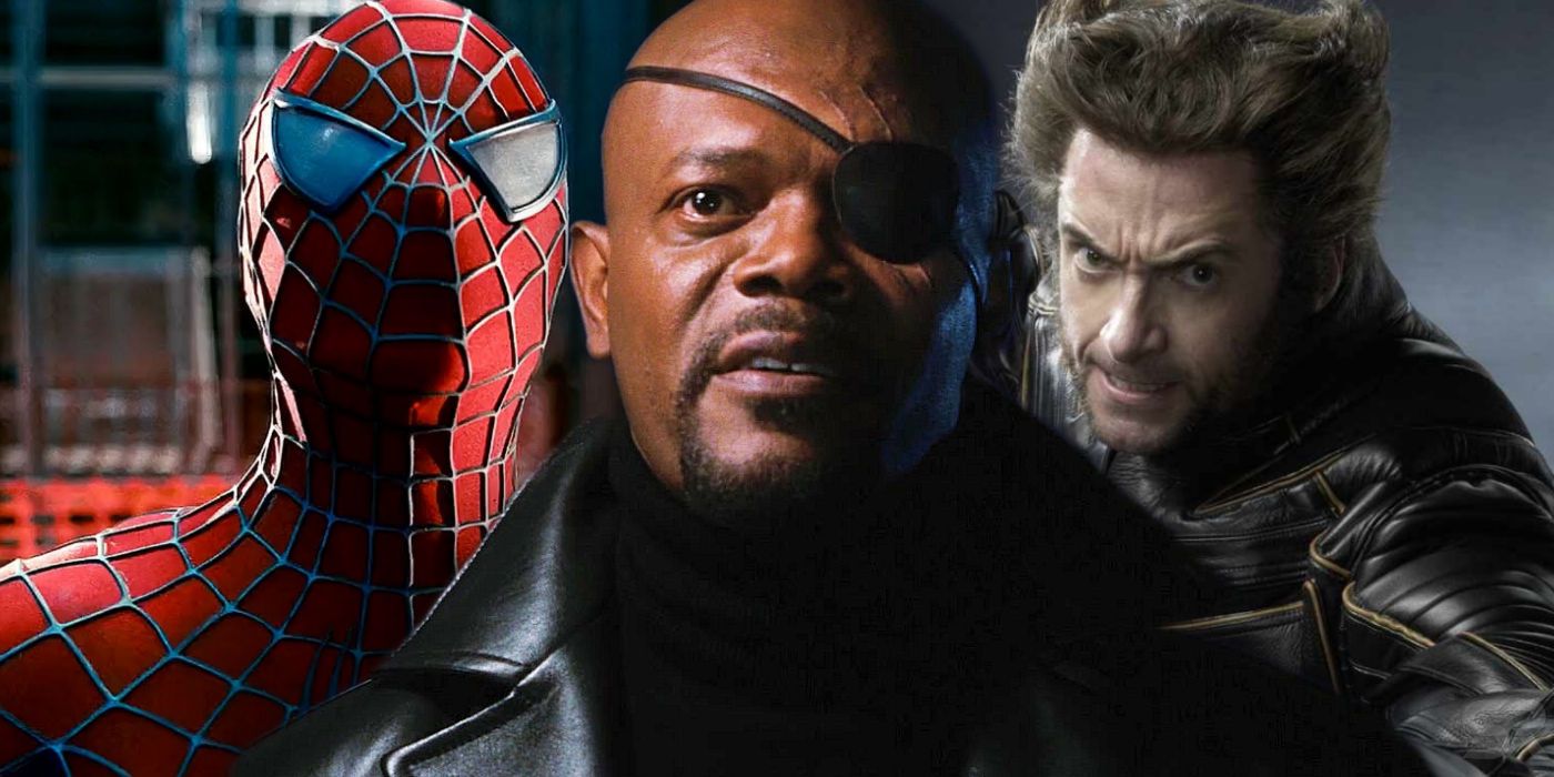 Iron Man Nick Fury with Spider-Man and Wolverine