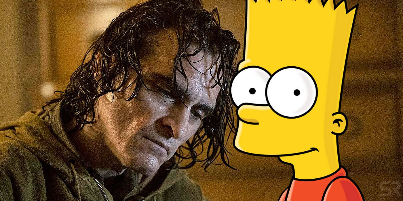 Joaquin Phoenix in Joker with Bart Simpson