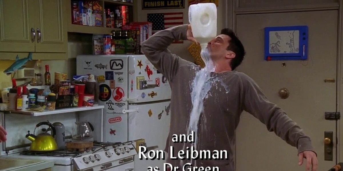 Joey downs an entire gallon of milk in Friends