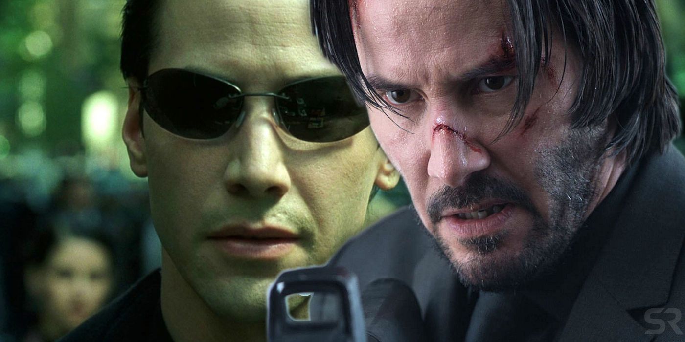 Keanu Reeves in The Matrix and John Wick